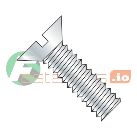 #10-24 X 1-1/4 In Slotted Flat Machine Screw, Zinc Plated Steel, 4000 PK